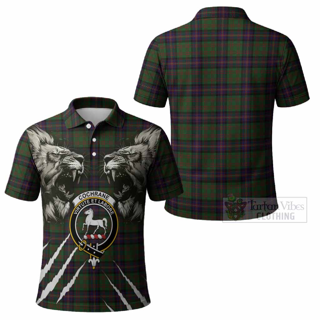 Cochrane Tartan Crest Polo Shirt Ferocious Lion Style