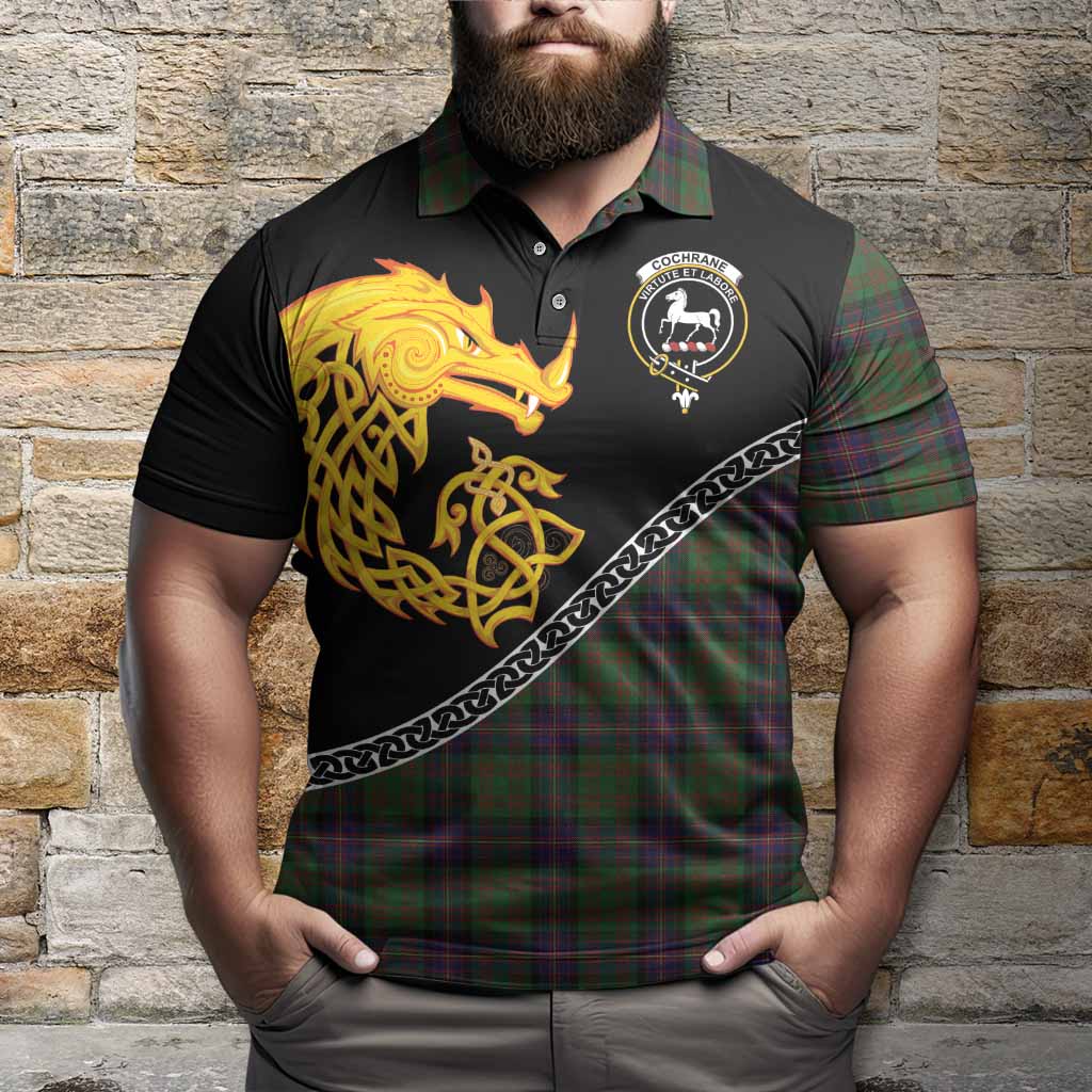 Cochrane Tartan Crest Polo Shirt Legendary Dragon Knot Half Style