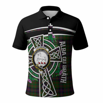 Cochrane Tartan Crest Polo Shirt Scottish Thistle Celtic Cross Alba Gu Brath