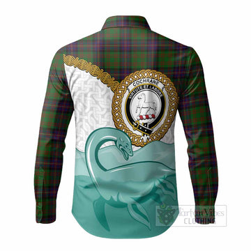 Cochrane Tartan Crest Scottish Loch Ness Monster Long Sleeve Button Shirts Happy Ness Scotland Celtic Knot