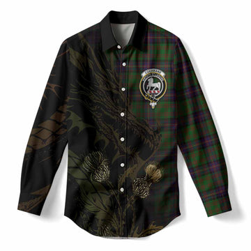 Cochrane Tartan Crest Scottish Women Casual Shirt Dragon and Thistle