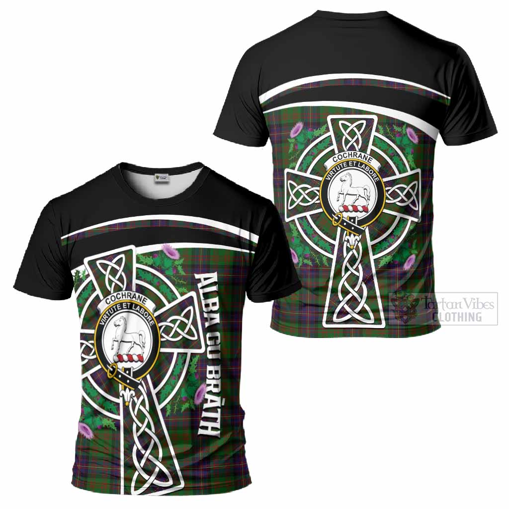 Cochrane Tartan Crest T-Shirt Scottish Thistle Celtic Cross Alba Gu Brath