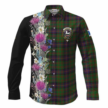 Cochrane Tartan Crest Thistle Floral Long Sleeve Button Shirts