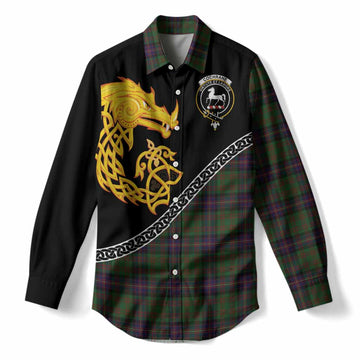 Cochrane Tartan Crest Women Casual Shirt Legendary Dragon Knot Half Style