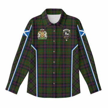 Cochrane Tartan Crest Women Casual Shirt Scotland Coat of Arm Flag Style