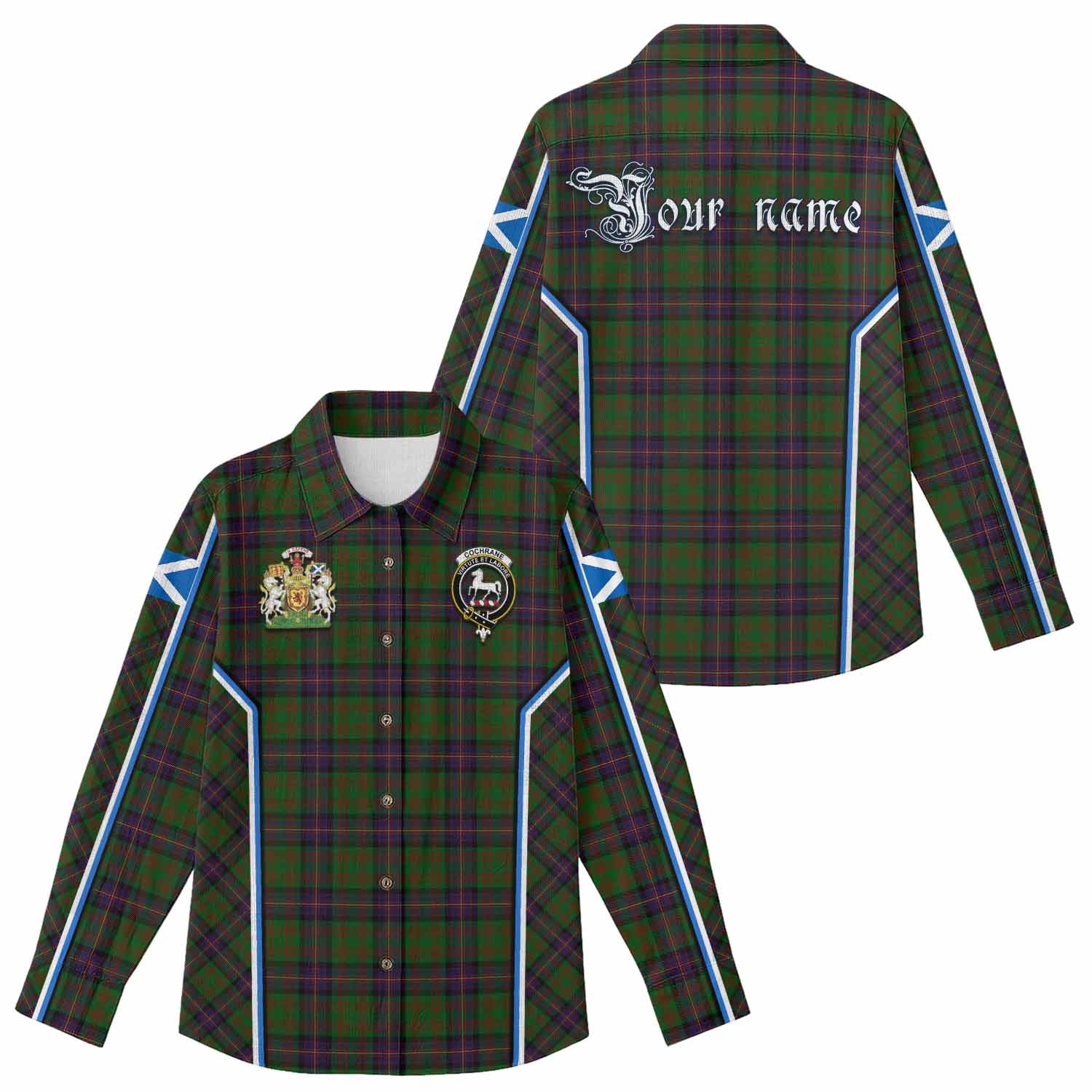 Cochrane Tartan Crest Women Casual Shirt Scotland Coat of Arm Flag Style - Tartan Vibes Clothing