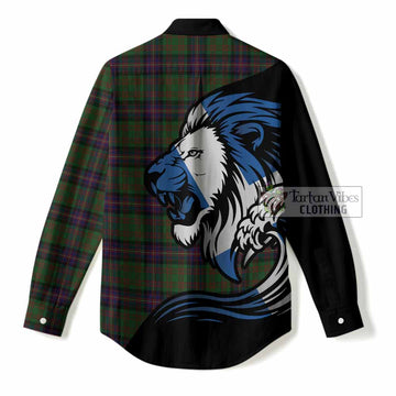 Cochrane Tartan Crest Women Casual Shirt Scottish Golden Lions Wave Flow