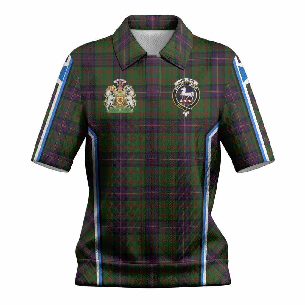 Cochrane Tartan Crest Women’s Polo Sweater Top Scotland Coat of Arm Flag Style