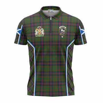 Cochrane Tartan Crest Zipper Polo Shirt Scotland Coat of Arm Flag Style