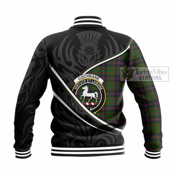 Cochrane Tartan Family Crest Baseball Jacket Celtic Scottish Thistle Floral - Tartan Vibes Clothing