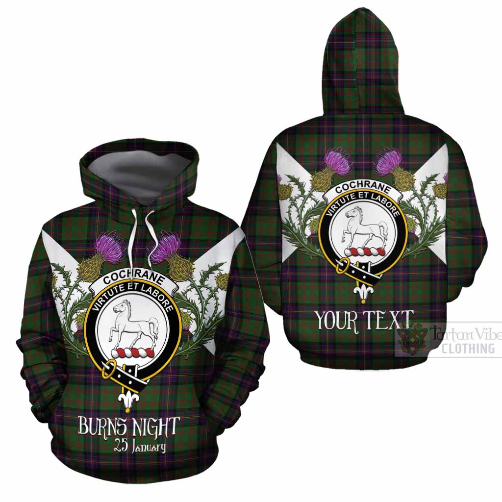 Cochrane Tartan Family Crest Cotton Hoodie Scottish Burns Night Thistle Floral