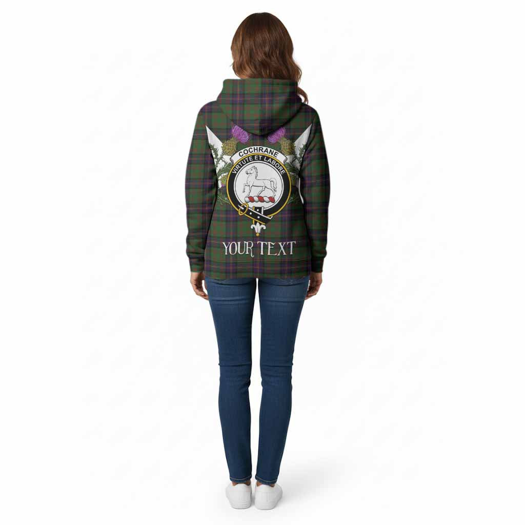 Cochrane Tartan Family Crest Cotton Hoodie Scottish Burns Night Thistle Floral
