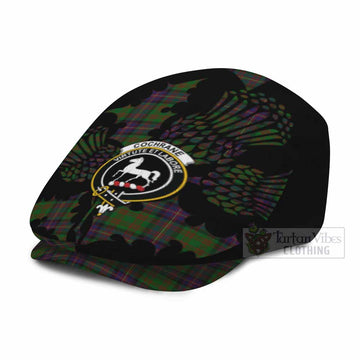 Cochrane Tartan Family Crest Flat Cap, Jeff Cap Scotland Thistle Floral