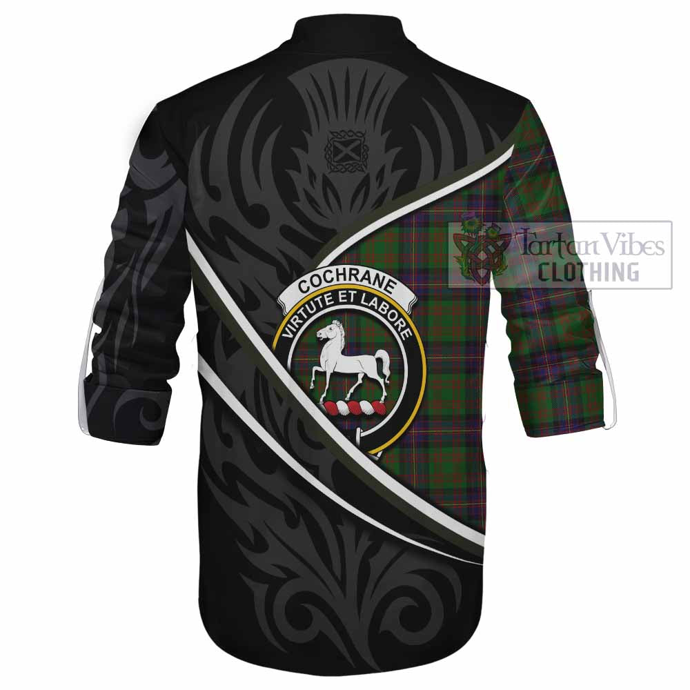 Cochrane Tartan Family Crest Ghillie Kilt Shirt Celtic Scottish Thistle Floral - Tartan Vibes Clothing