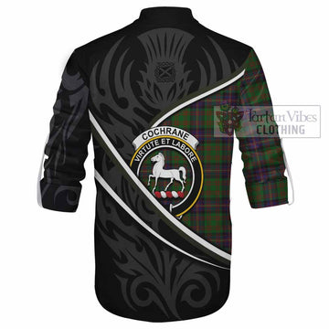 Cochrane Tartan Family Crest Ghillie Kilt Shirt Celtic Scottish Thistle Floral