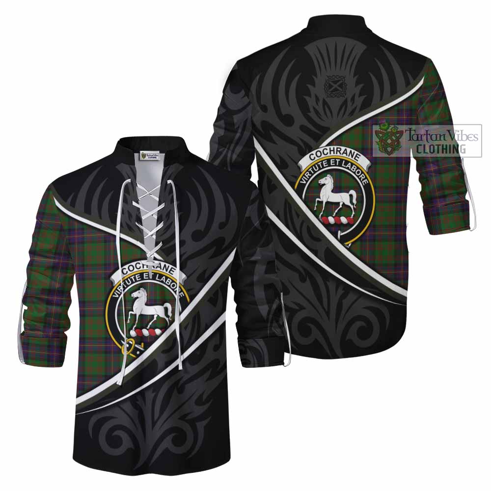 Cochrane Tartan Family Crest Ghillie Kilt Shirt Celtic Scottish Thistle Floral - Tartan Vibes Clothing