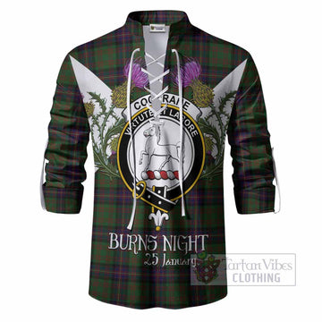 Cochrane Tartan Family Crest Ghillie Shirt Scottish Burns Night Thistle Floral
