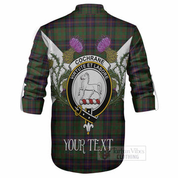 Cochrane Tartan Family Crest Ghillie Shirt Scottish Burns Night Thistle Floral