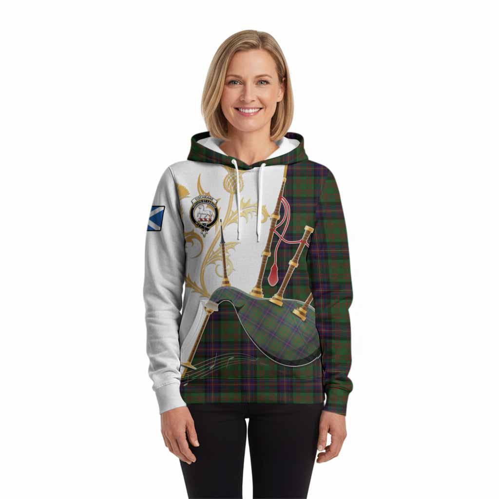 Cochrane Tartan Family Crest Hoodie Bagpipes with Scottish Thistle