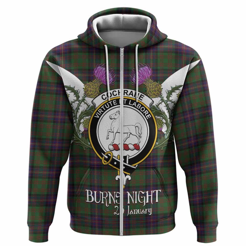 Cochrane Tartan Family Crest Hoodie Scottish Burns Night Thistle Floral