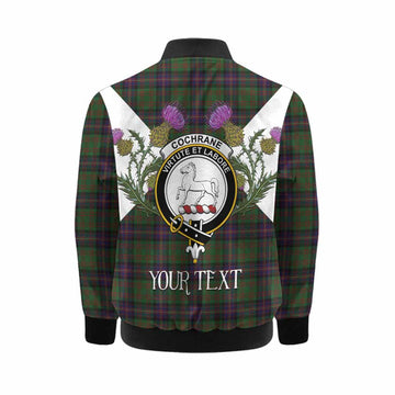 Cochrane Tartan Family Crest Kid Bomber Jacket Scottish Burns Night Thistle Floral