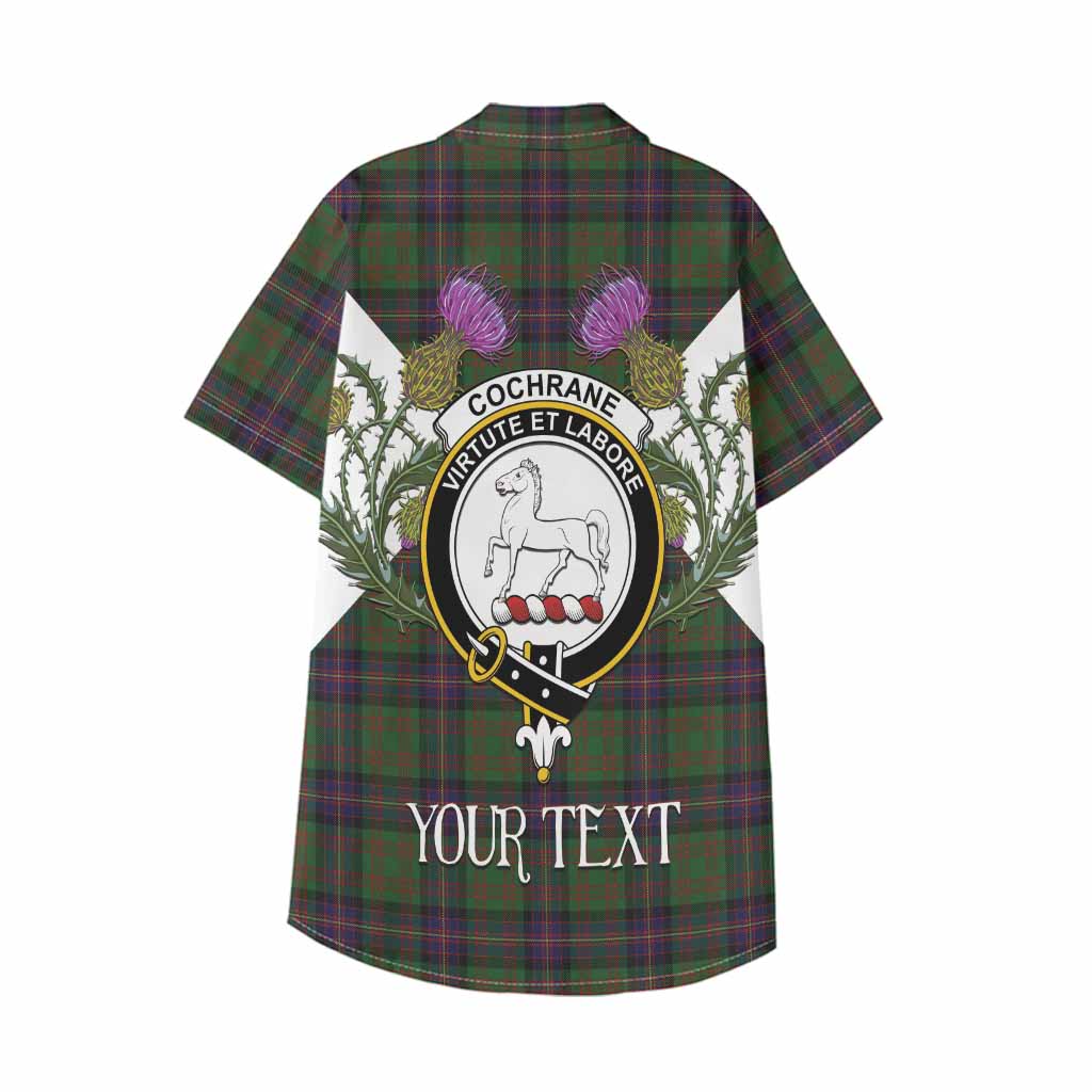 Cochrane Tartan Family Crest Kid Hawaiian Shirt Scottish Burns Night Thistle Floral
