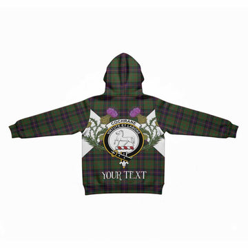 Cochrane Tartan Family Crest Kid Hoodie Scottish Burns Night Thistle Floral