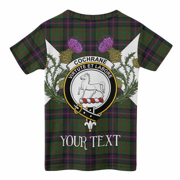 Cochrane Tartan Family Crest Kid T-shirt Scottish Burns Night Thistle Floral