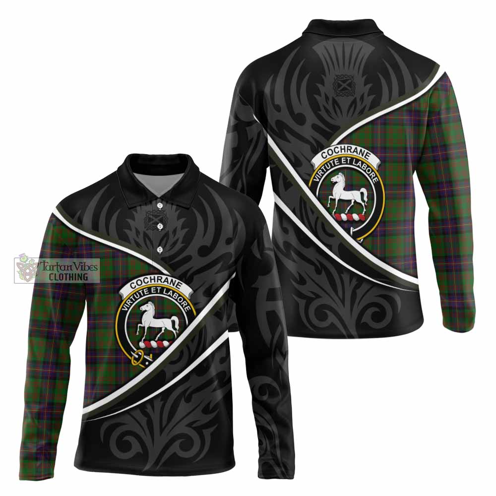 Cochrane Tartan Family Crest Long Sleeve Polo Shirt Celtic Scottish Thistle Floral - Tartan Vibes Clothing