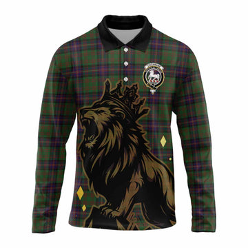 Cochrane Tartan Family Crest Long Sleeve Polo Shirt Crowned Lion Roaring