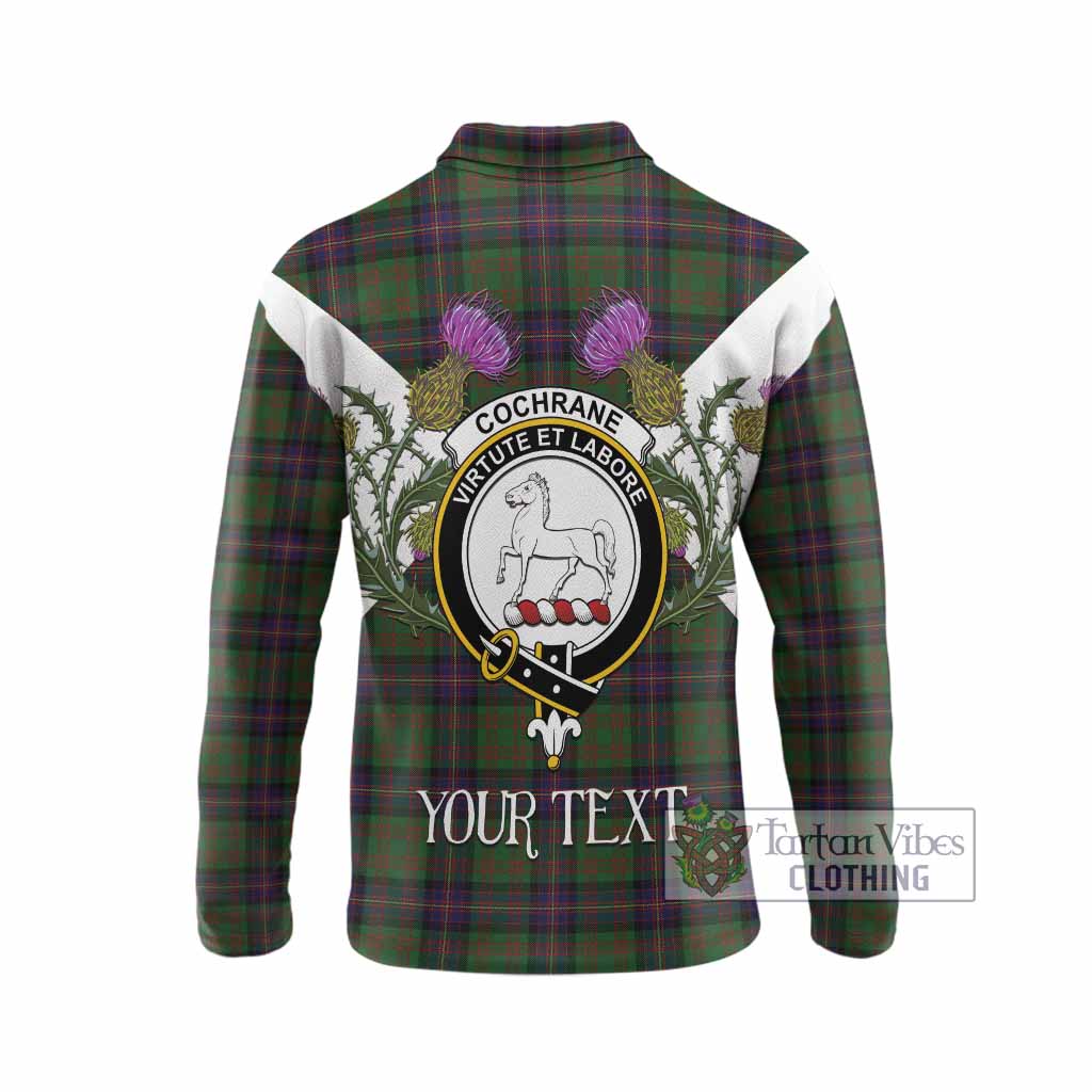 Cochrane Tartan Family Crest Long Sleeve Polo Shirt Scottish Burns Night Thistle Floral
