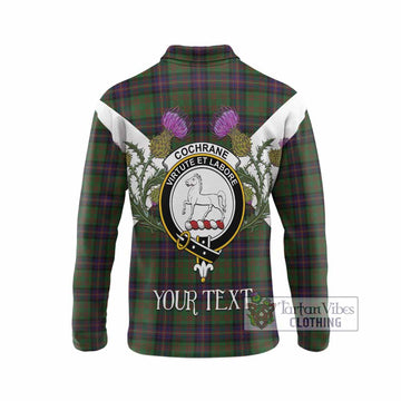 Cochrane Tartan Family Crest Long Sleeve Polo Shirt Scottish Burns Night Thistle Floral