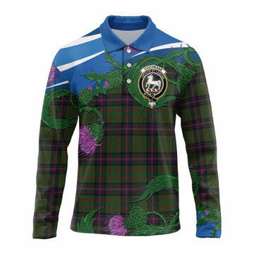 Cochrane Tartan Family Crest Long Sleeve Polo Shirt Thistle in Minimalism