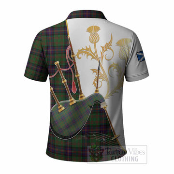 Cochrane Tartan Family Crest Polo Shirt Bagpipes with Scottish Thistle