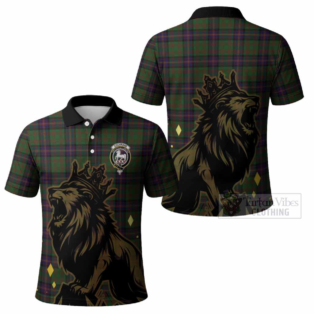 Cochrane Tartan Family Crest Polo Shirt Crowned Lion Roaring