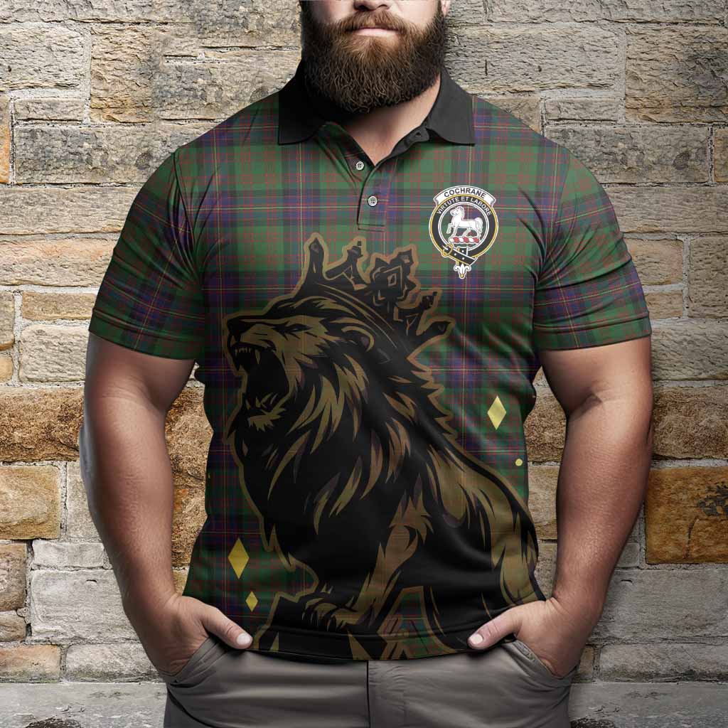 Cochrane Tartan Family Crest Polo Shirt Crowned Lion Roaring