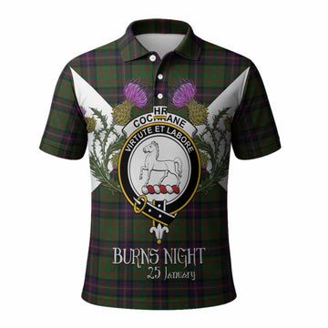 Cochrane Tartan Family Crest Polo Shirt Scottish Burns Night Thistle Floral