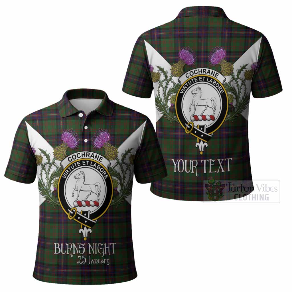 Cochrane Tartan Family Crest Polo Shirt Scottish Burns Night Thistle Floral