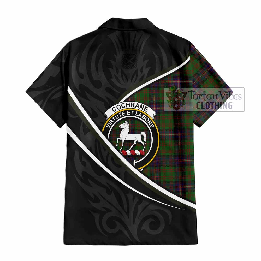 Cochrane Tartan Family Crest Short Sleeve Button Shirt Celtic Scottish Thistle Floral - Tartan Vibes Clothing
