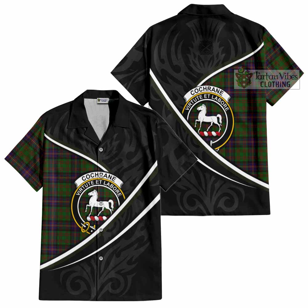 Cochrane Tartan Family Crest Short Sleeve Button Shirt Celtic Scottish Thistle Floral - Tartan Vibes Clothing