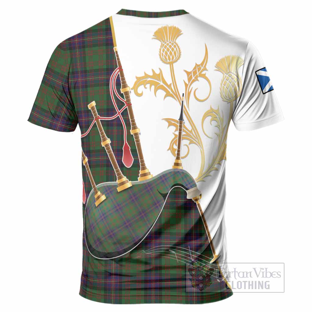 Cochrane Tartan Family Crest T-Shirt Bagpipes with Scottish Thistle