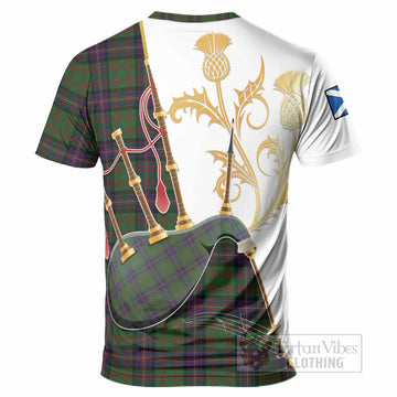 Cochrane Tartan Family Crest T-Shirt Bagpipes with Scottish Thistle