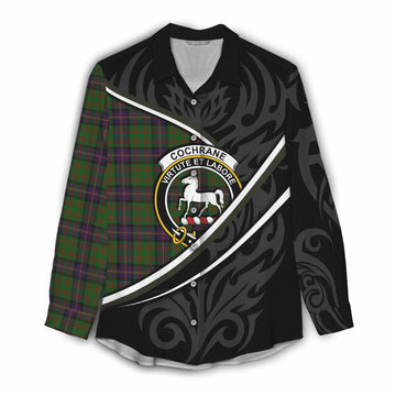Cochrane Tartan Family Crest Women Casual Shirt Celtic Scottish Thistle Floral