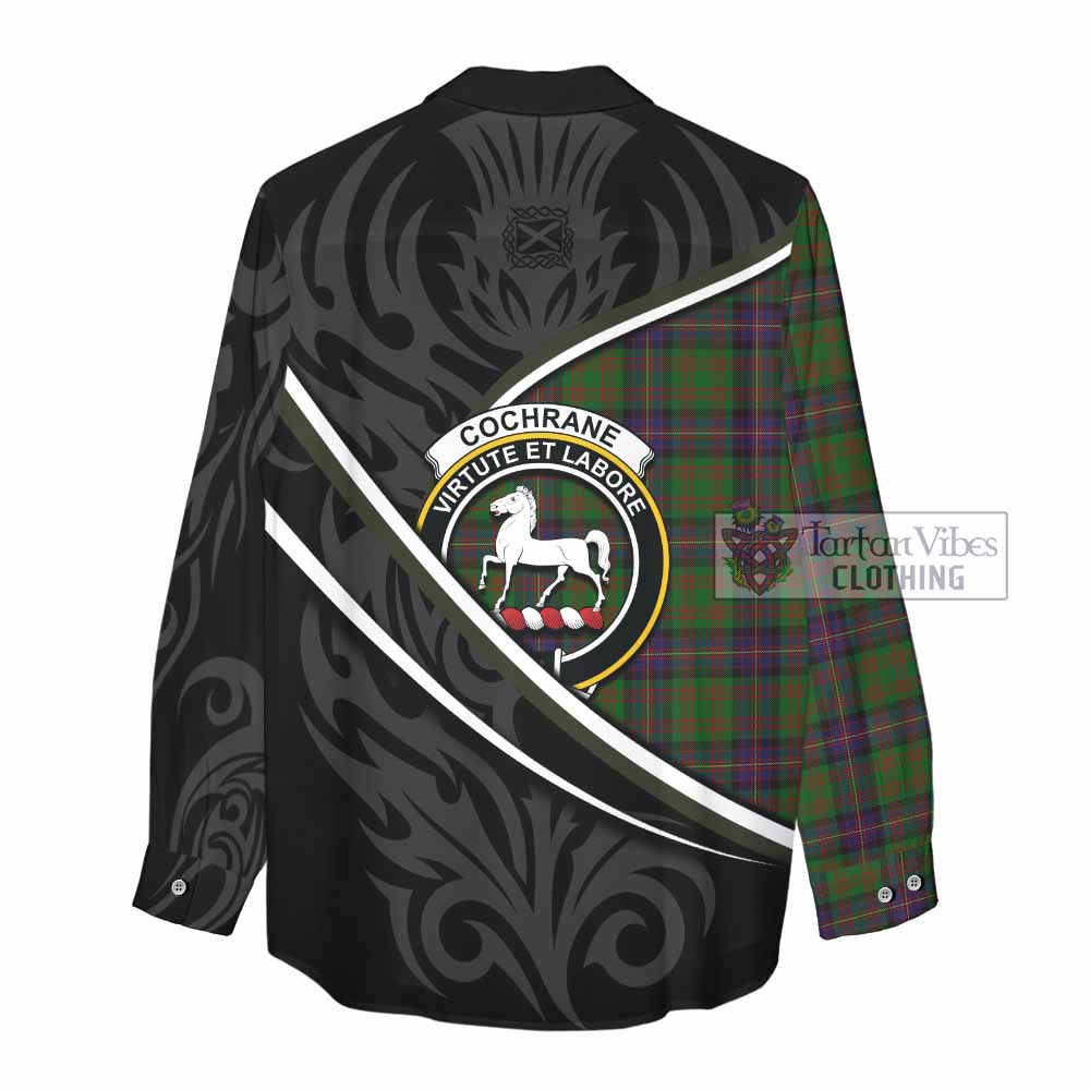 Cochrane Tartan Family Crest Women Casual Shirt Celtic Scottish Thistle Floral - Tartan Vibes Clothing