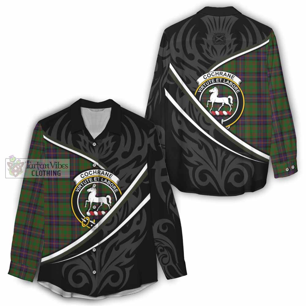 Cochrane Tartan Family Crest Women Casual Shirt Celtic Scottish Thistle Floral - Tartan Vibes Clothing