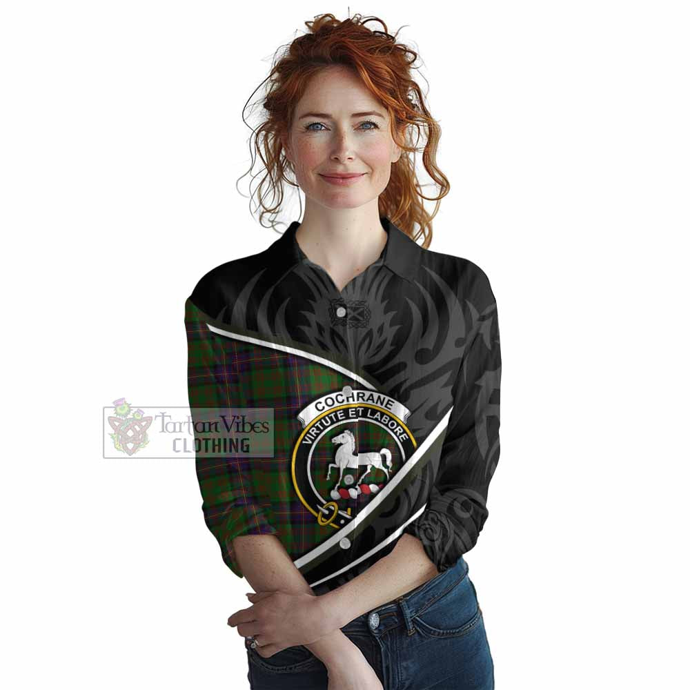 Cochrane Tartan Family Crest Women Casual Shirt Celtic Scottish Thistle Floral - Tartan Vibes Clothing