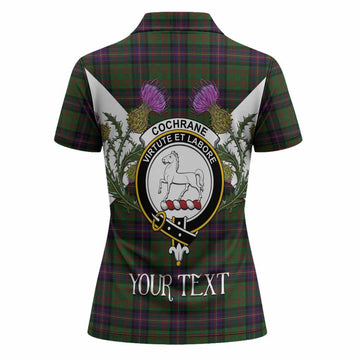 Cochrane Tartan Family Crest Women Polo Shirt Scottish Burns Night Thistle Floral