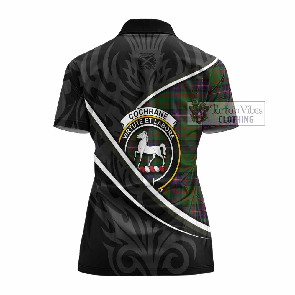 Cochrane Tartan Family Crest Women's Polo Shirt Celtic Scottish Thistle Floral - Tartan Vibes Clothing