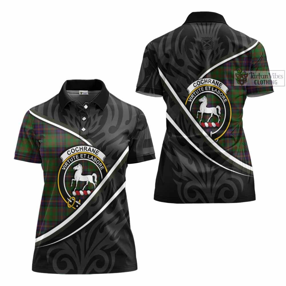 Cochrane Tartan Family Crest Women's Polo Shirt Celtic Scottish Thistle Floral - Tartan Vibes Clothing