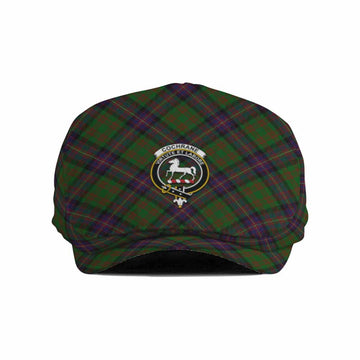 Cochrane Tartan Flat Cap, Jeff Cap Cross Style with Family Crest